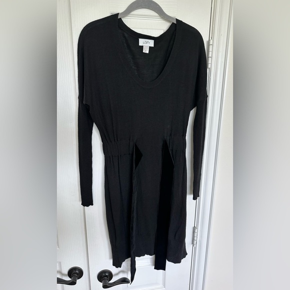 LOFT Black Long Sleeve Sweater Dress - Picture 1 of 3